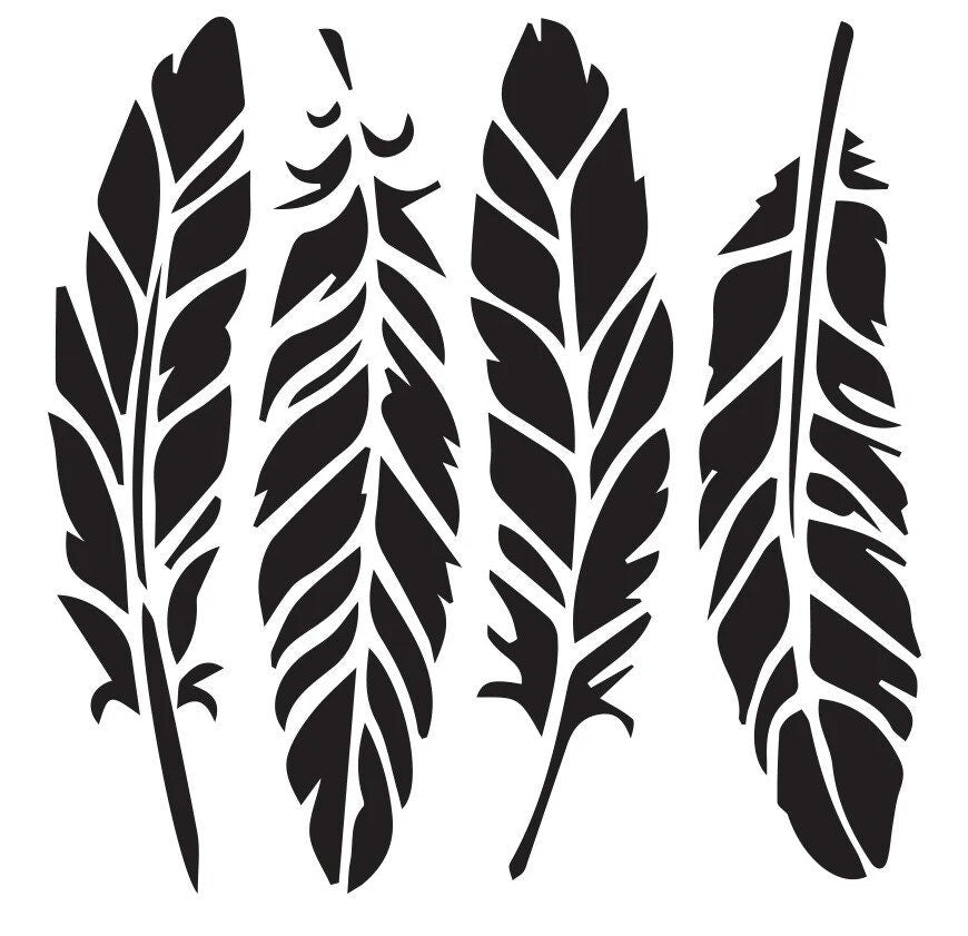 Schablone Federn, Airbrushschablone, stencil, Wandtattoo, wanddecor