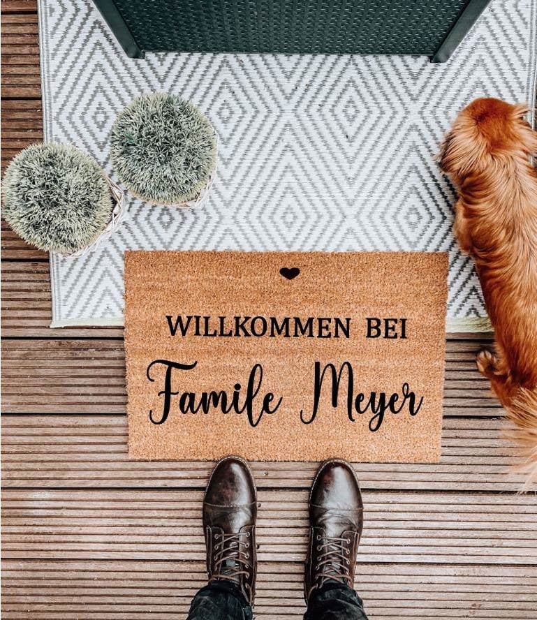 personalisierte Kokosfußmatte, Willkommen Fußmatte Kokos,  Familie Kokosmatte, Türvorleger mit Wunschname