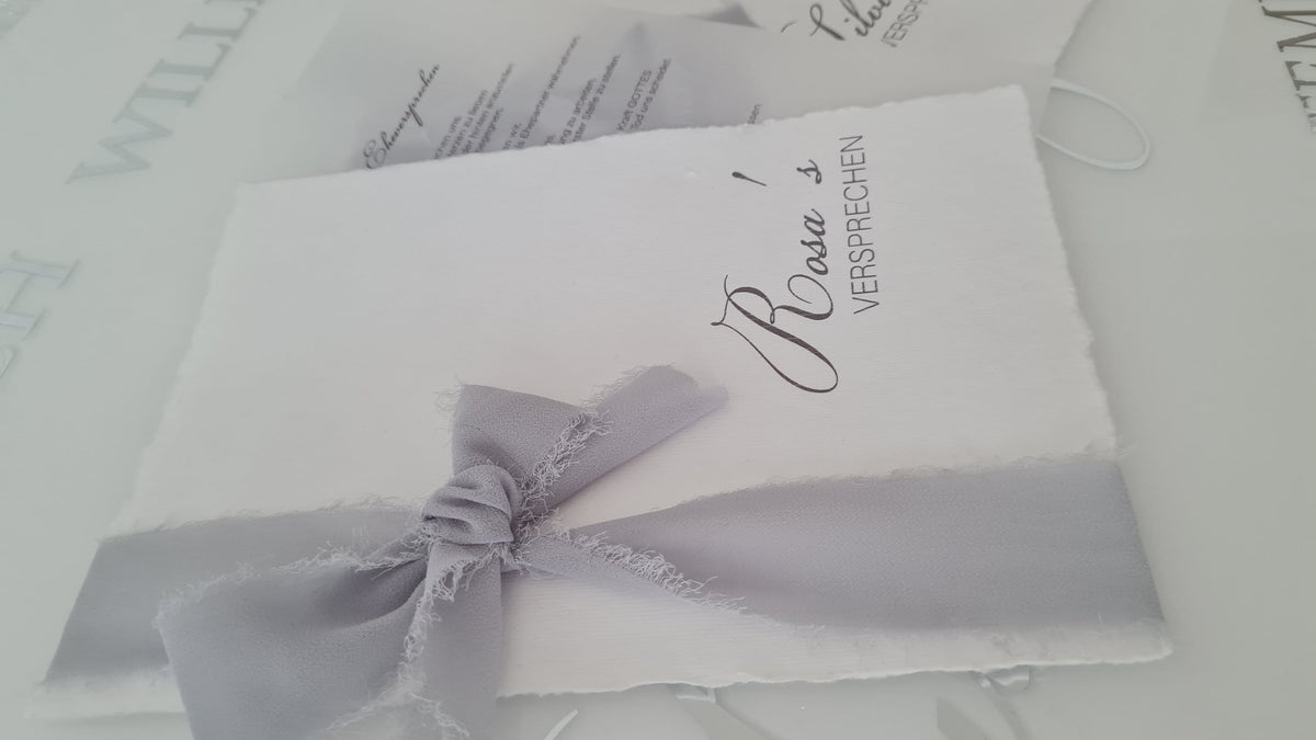 Elegantes Ehegelübde mit transparentem Inlay für das Gelübde Eheversprechen/Hochzeitstag /marriage Vows - Personalisiert + Gelübdedruck