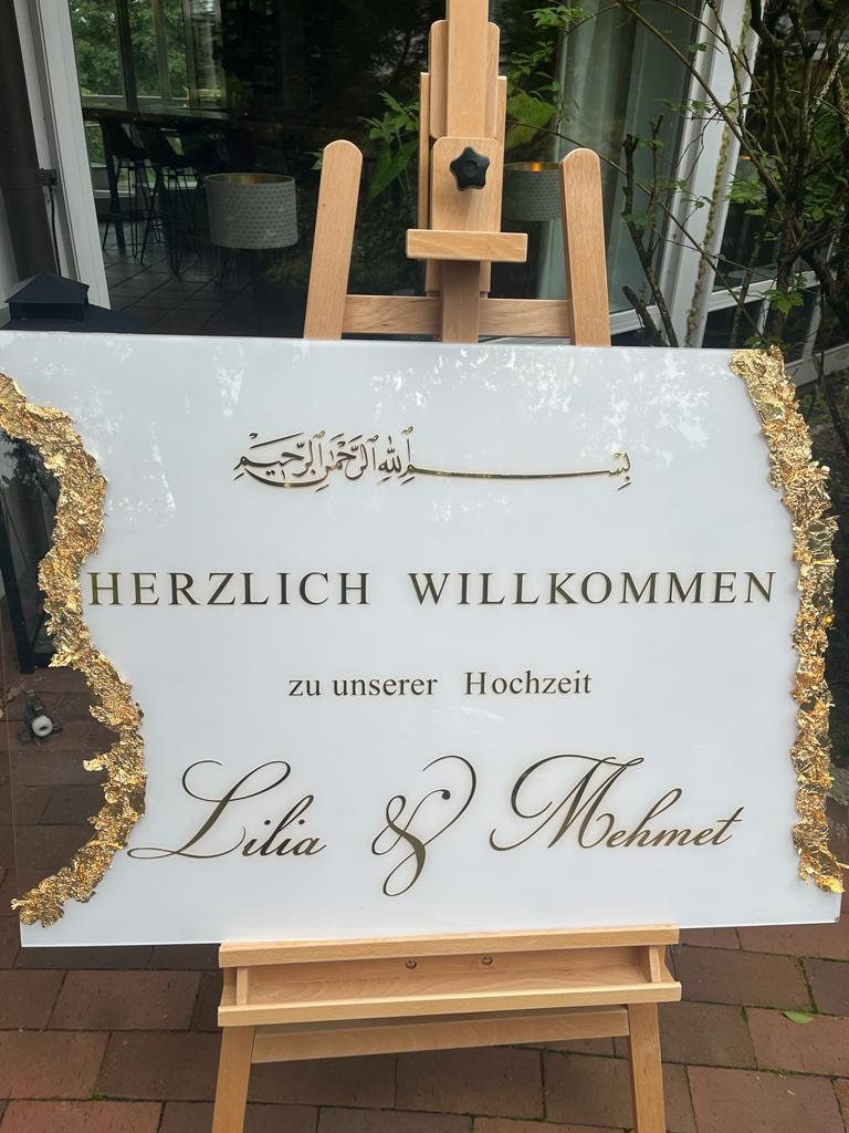 Hochzeitsacrylschild, weedingdecor, Acrylschild wedding weddingsign Goldveredelung