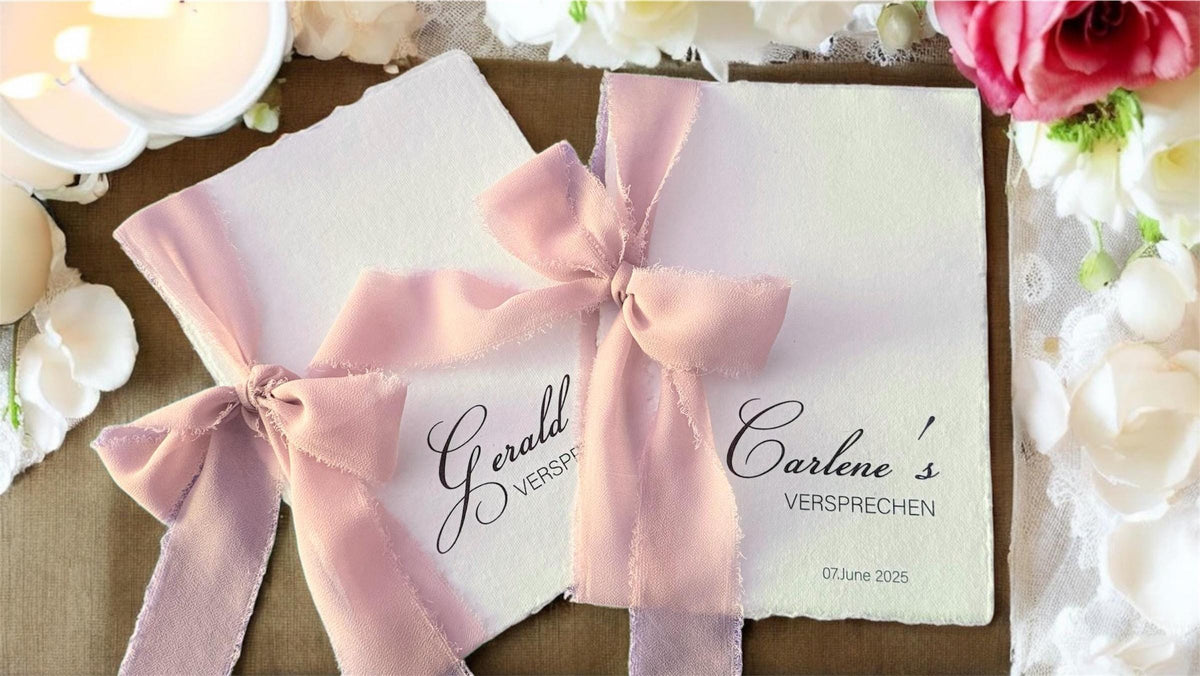 Elegantes Ehegelübde mit transparentem Inlay für das Gelübde Eheversprechen/Hochzeitstag /marriage Vows - Personalisiert + Gelübdedruck