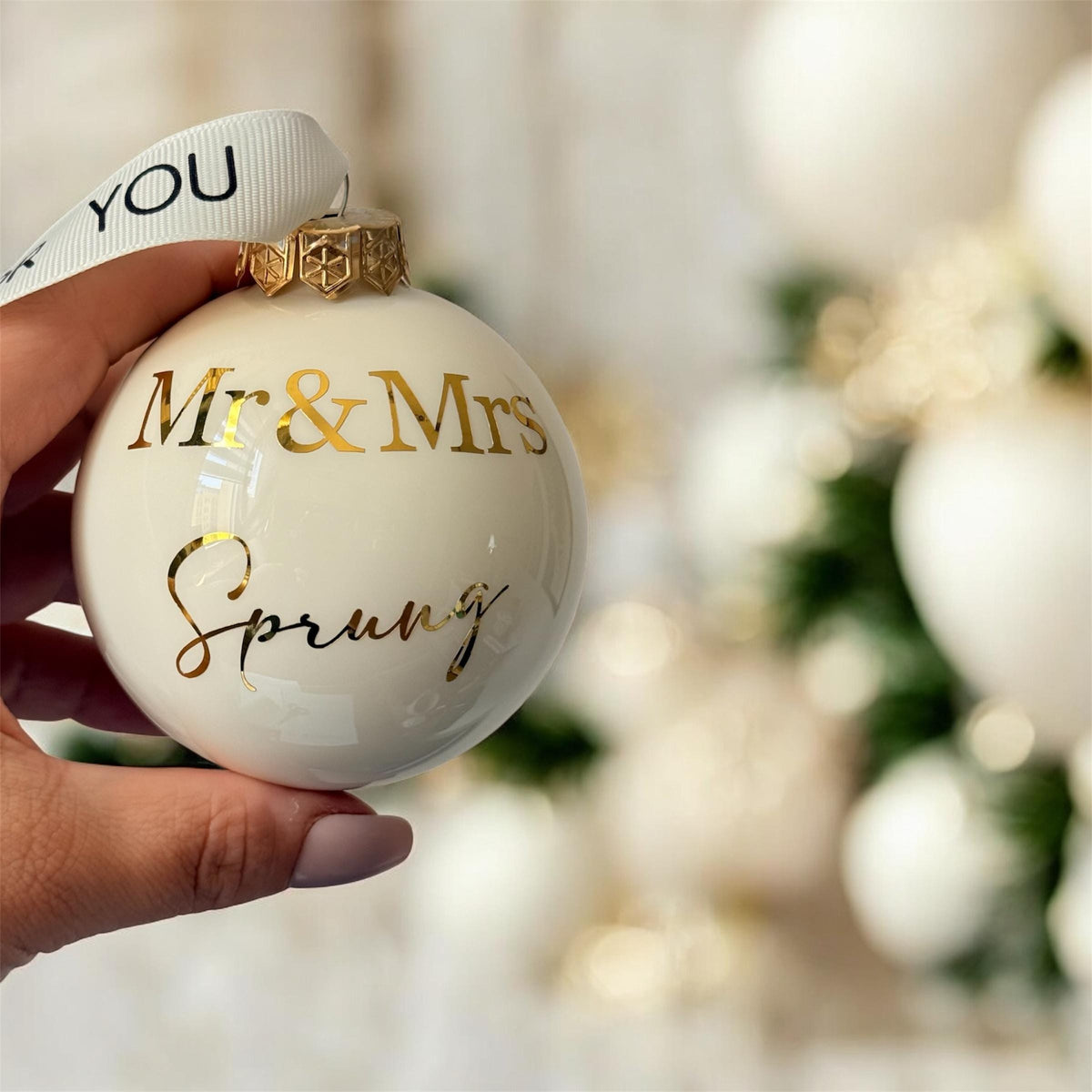 10cm Weihnachtskugel wollweiß personalisiert, Christbaumkugel,  Weihnachtskugel mit Namen ,  Weihnachtsbaum ornaments personalised