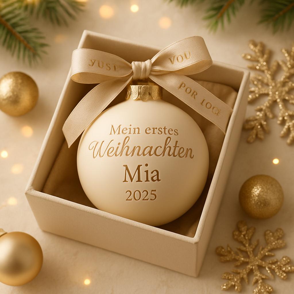 Gravierte Weihnachtskugel  mit LED Beleuchtung personalisiert, Christbaumkugel,   Glaskugel, Glas,  6cm xmas ornament christmas