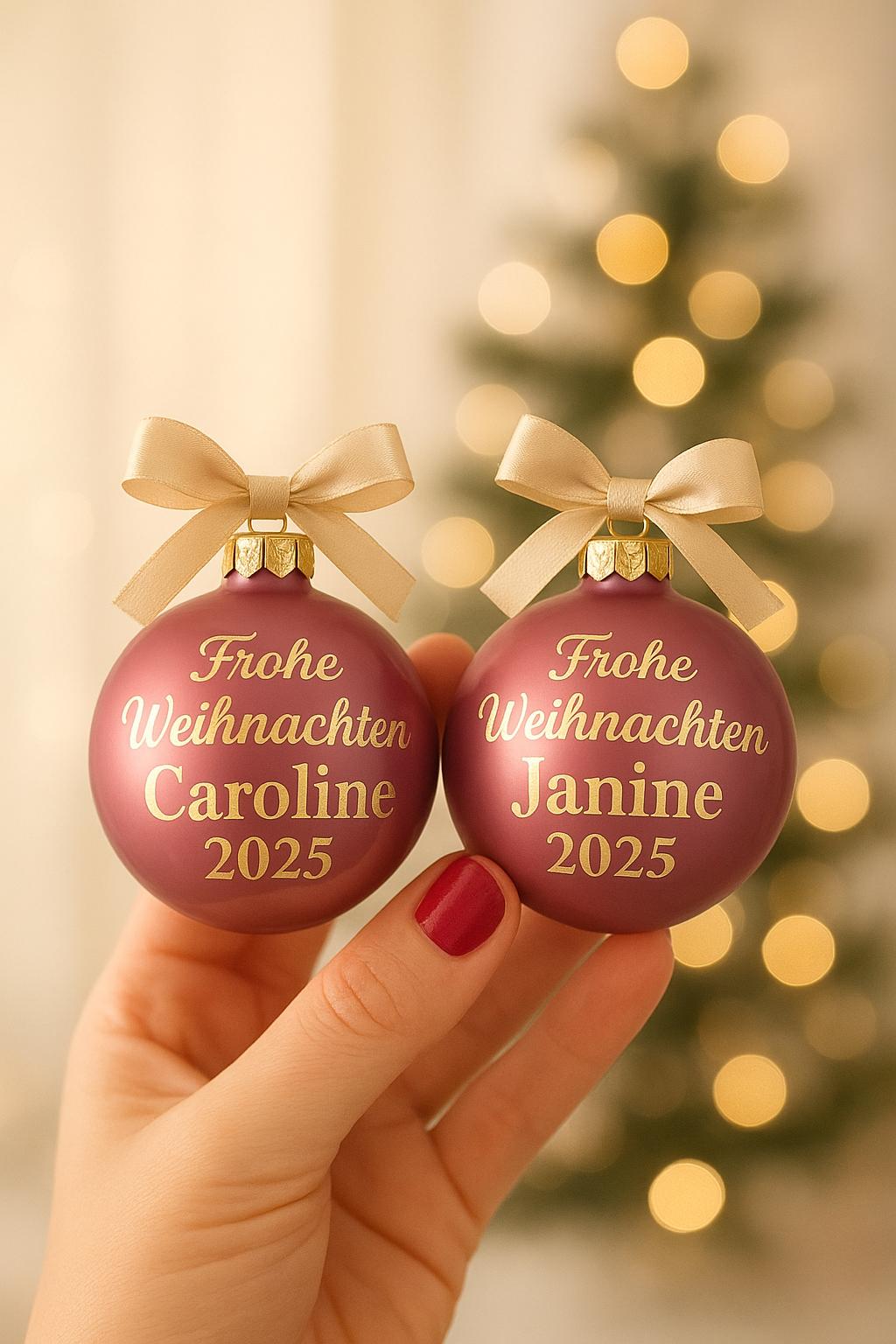 6 cm  Glas Weihnachtskugel personalisiert, Christbaumkugel,  Weihnachtsschmuck Glaskugel,   6cm verschiedene  Farben