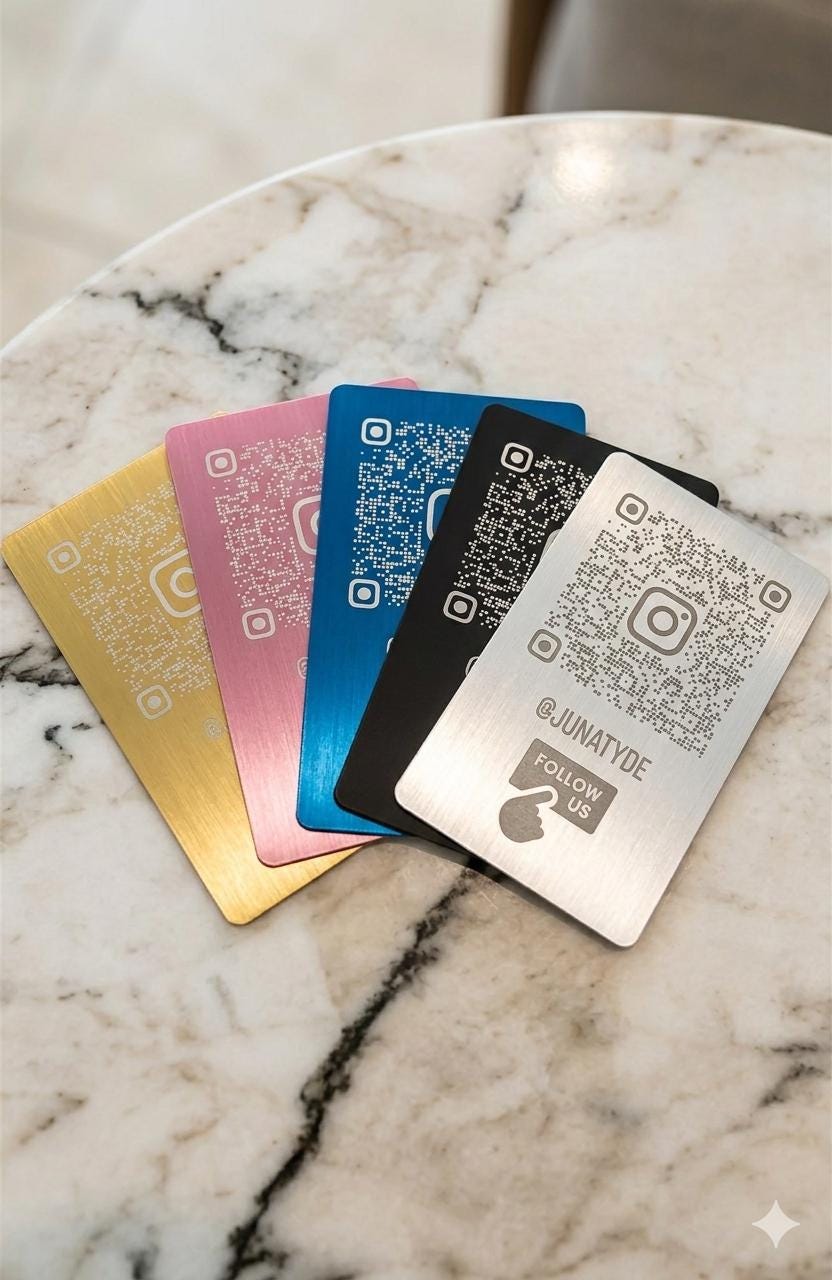 Aluminium-Visitenkarte 0.5 mm personalisiert mit Logo & QR-Code | Beidseitig gelasert | Businesscards, Networking, Hochwertig, Exklusiv