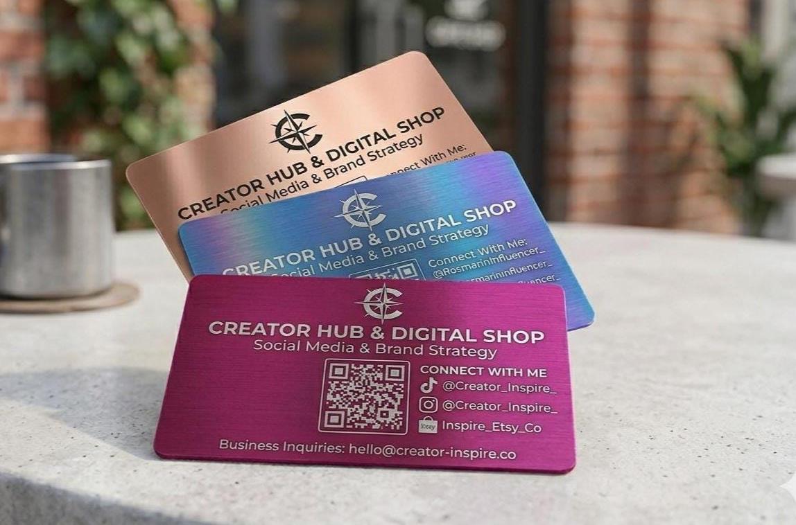 Aluminium-Visitenkarte personalisiert mit Logo & QR-Code | Beidseitig bedruckbar | Businesscards, Networking, Hochwertig, Exklusiv
