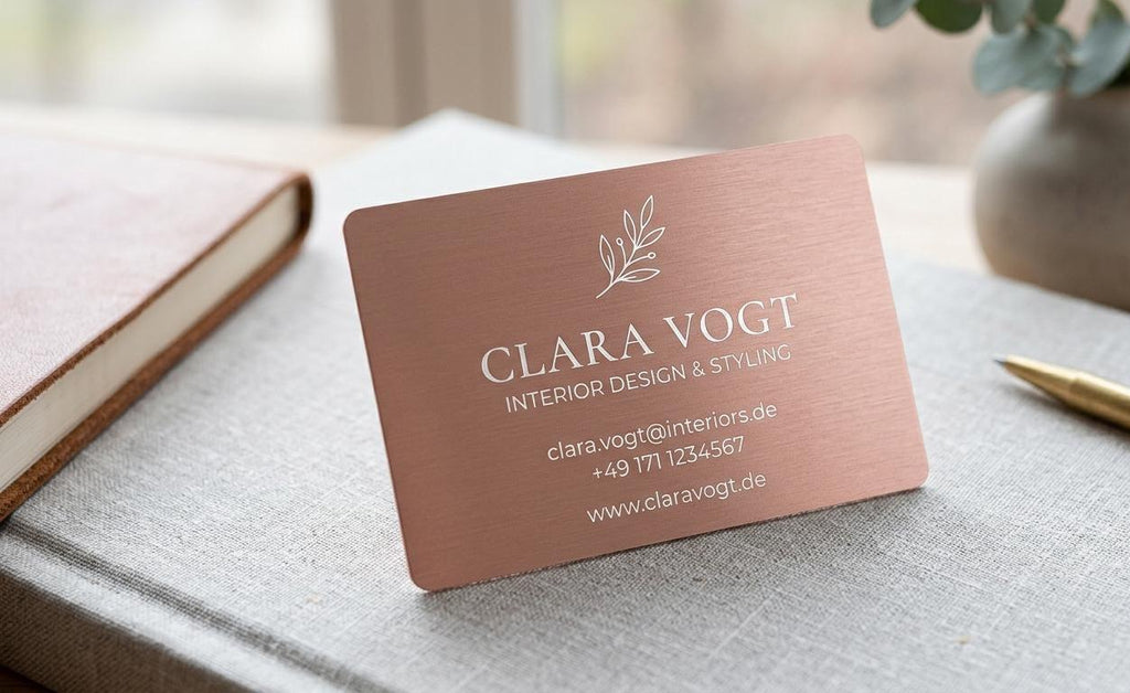 Aluminium-Visitenkarte personalisiert mit Logo & QR-Code | Beidseitig bedruckbar | Businesscards, Networking, Hochwertig, Exklusiv