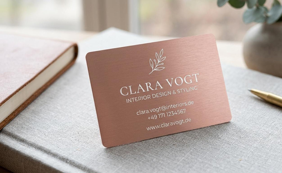 Aluminium-Visitenkarte personalisiert mit Logo & QR-Code | Beidseitig bedruckbar | Businesscards, Networking, Hochwertig, Exklusiv