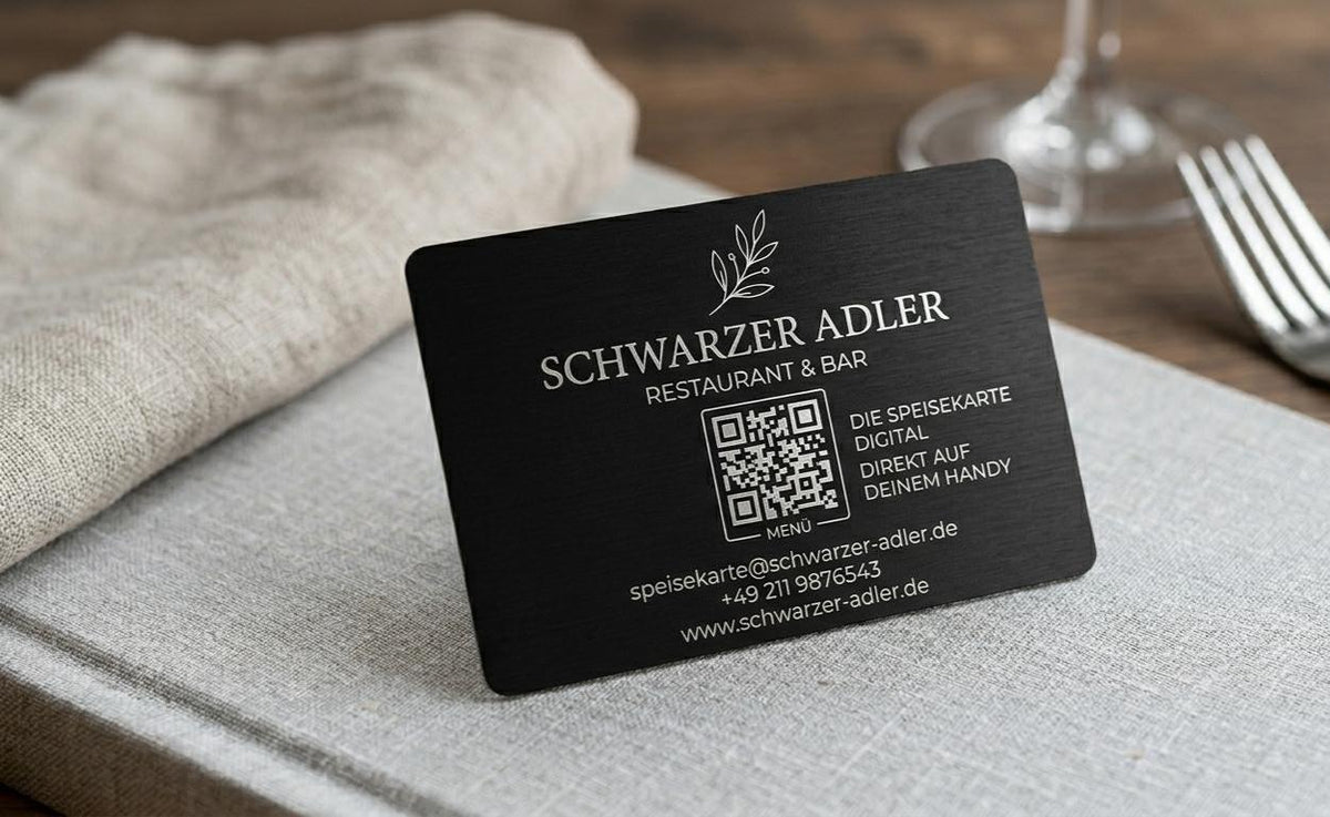 Aluminium-Visitenkarte personalisiert mit Logo & QR-Code | Beidseitig bedruckbar | Businesscards, Networking, Hochwertig, Exklusiv