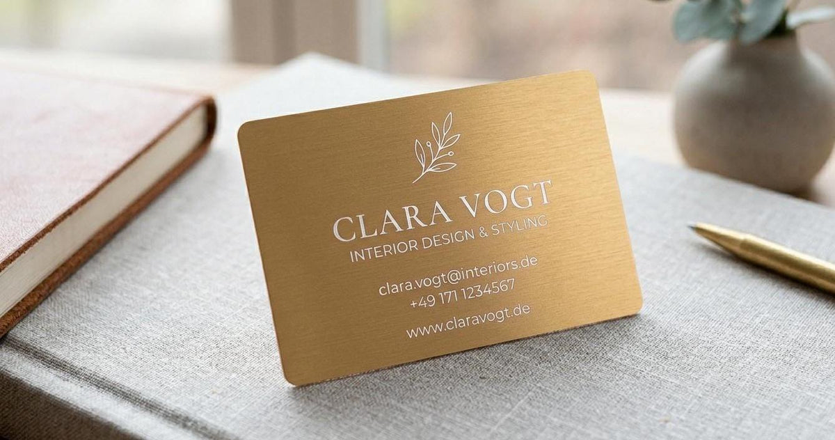 Aluminium-Visitenkarte personalisiert mit Logo & QR-Code | Beidseitig bedruckbar | Businesscards, Networking, Hochwertig, Exklusiv
