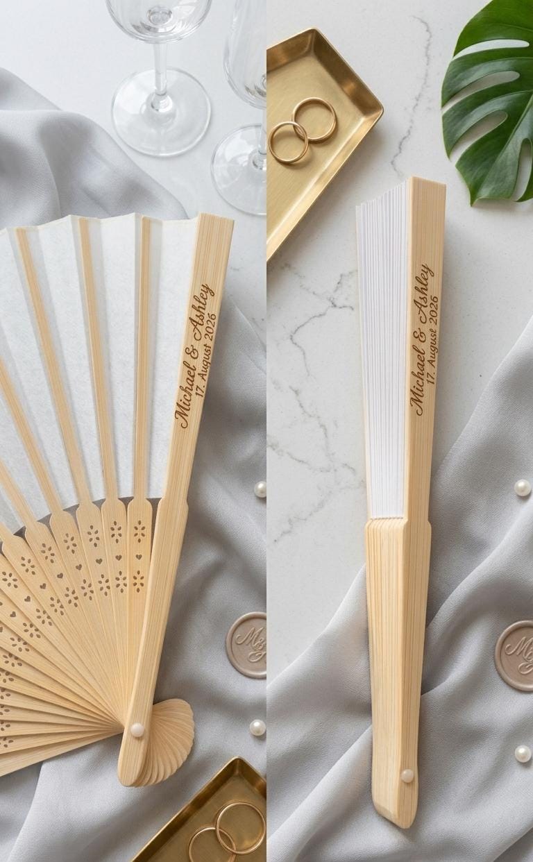 Personalisierter Fächer , Handfächer  graviert Hochzeisfächer Gästegeschenk giveaway