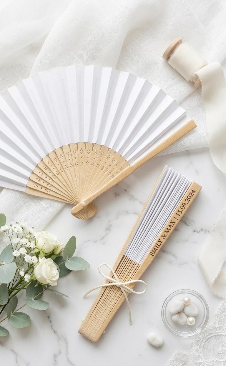 Personalisierter Fächer , Handfächer  graviert Hochzeisfächer Gästegeschenk giveaway
